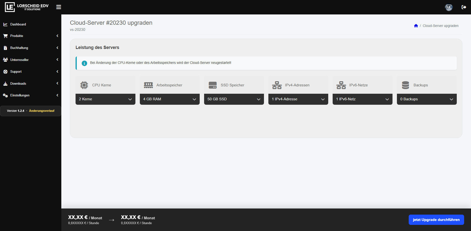 Cloud-Server Upgrade